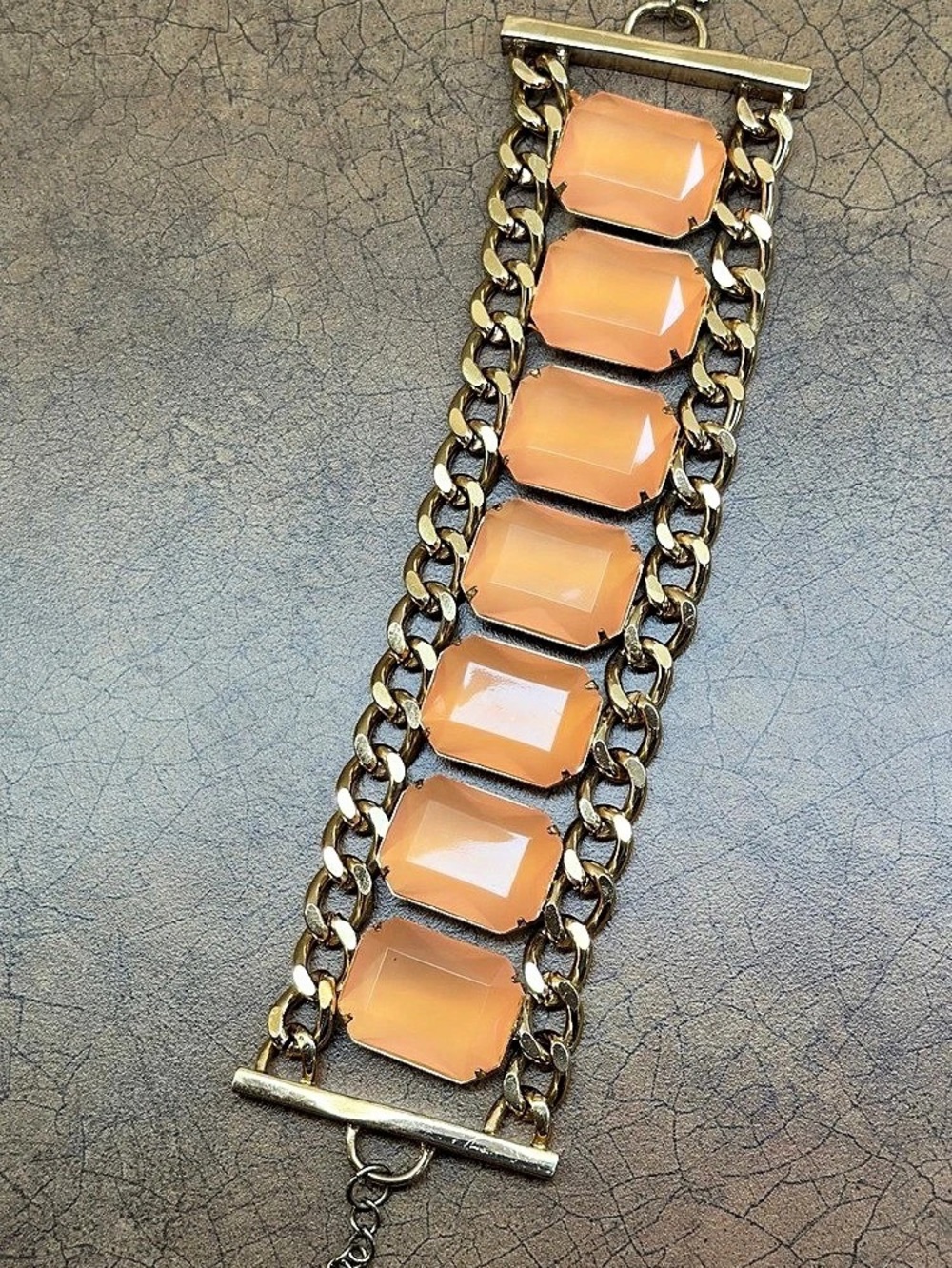 Orange Stone Chain Bracelet